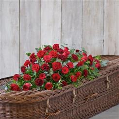 RED ROSE AND CARNATIONS CASKET 