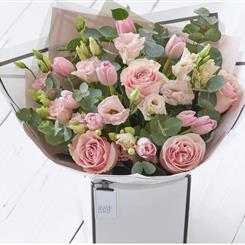     A ROSE AND TULIP HANDTIED